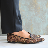 ZAPATO SLIPPER GASTÓN BROWN GLITTER
