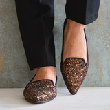 ZAPATO SLIPPER GASTÓN BROWN GLITTER