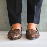 ZAPATO SLIPPER GASTÓN BROWN GLITTER