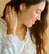 PENDIENTES AROS VERDE RETRO