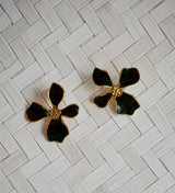 PENDIENTES FLOR RETRO NEGRO