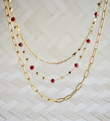 COLLAR CADENA TRIPLE GARNACHA