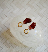 PENDIENTES AROS EN GOTA GRANATE