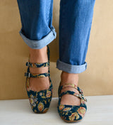 MARY JANE BROCADO AZUL