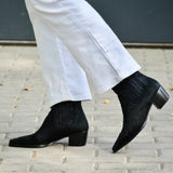 BOTIN DE PIEL NEGRO EN ACABADO PELO