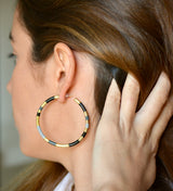 PENDIENTE RAYAS NEGRO Y GRIS