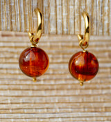 PENDIENTES AROS DE BOLAS ÁMBAR