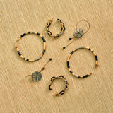 PENDIENTE ARO TRENZADO NEGRO Y GRIS