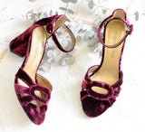 Sandalia terciopelo granate, sandalia invitadas Mardecleo