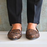 ZAPATO  SLIPPER GASTÓN BROWN GLITTER