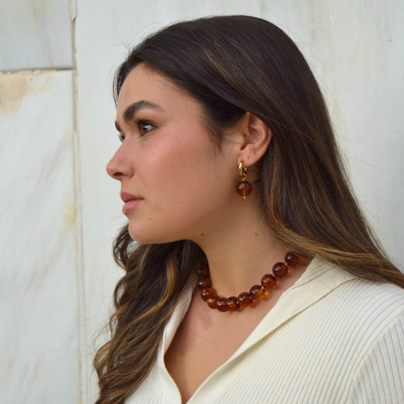 COLLAR BOLAS ÁMBAR MIEL