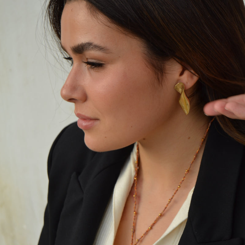 PENDIENTES PETALO DOBLADO ORO