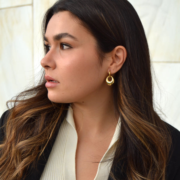 PENDIENTES AROS SEMILUNA ORO