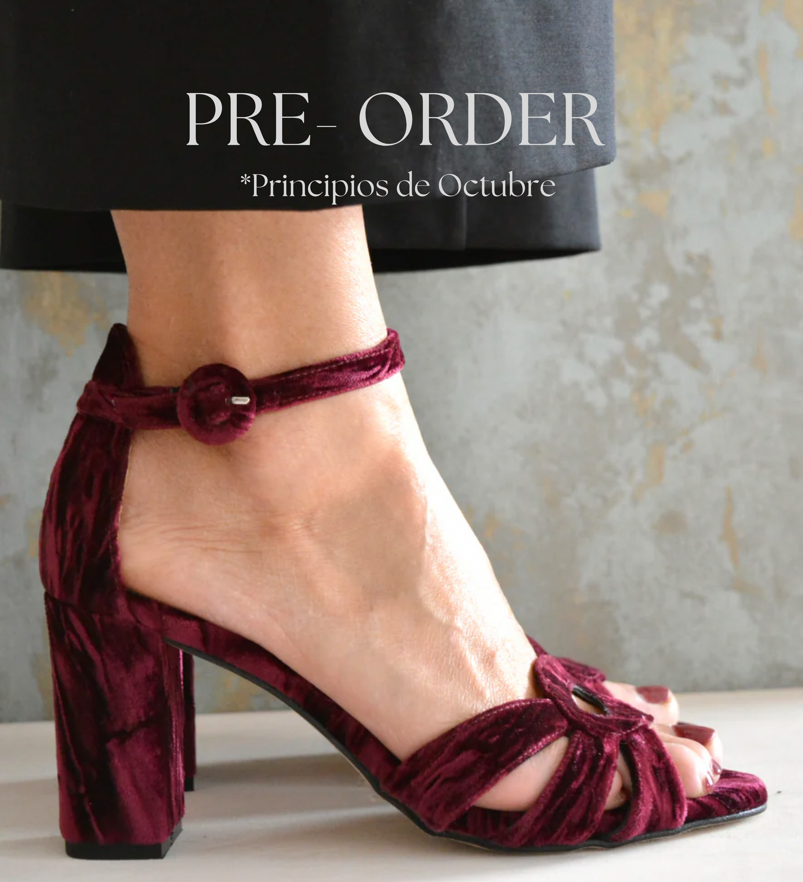 Sandalias de mujer Lauren de terciopelo granate Mardecleo