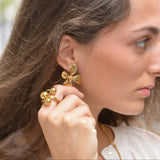 PENDIENTES FLOR RETRO ORO