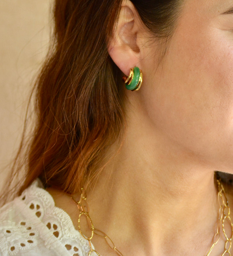 PENDIENTES AROS  VERDE RETRO