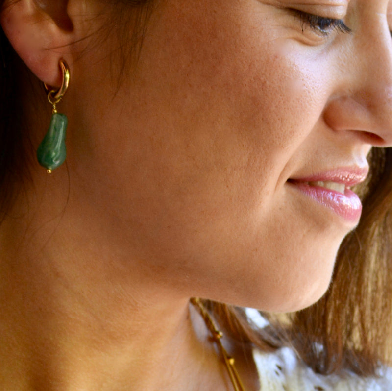 PENDIENTES AROS EN GOTA VERDE