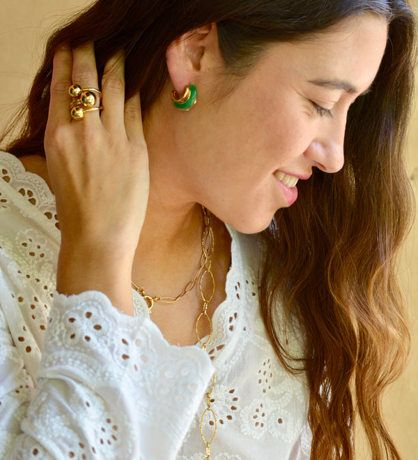 PENDIENTES AROS  VERDE RETRO