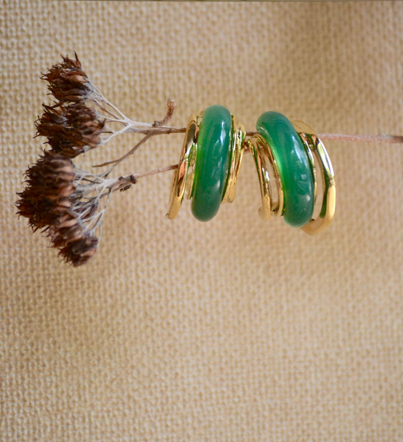PENDIENTES AROS  VERDE RETRO