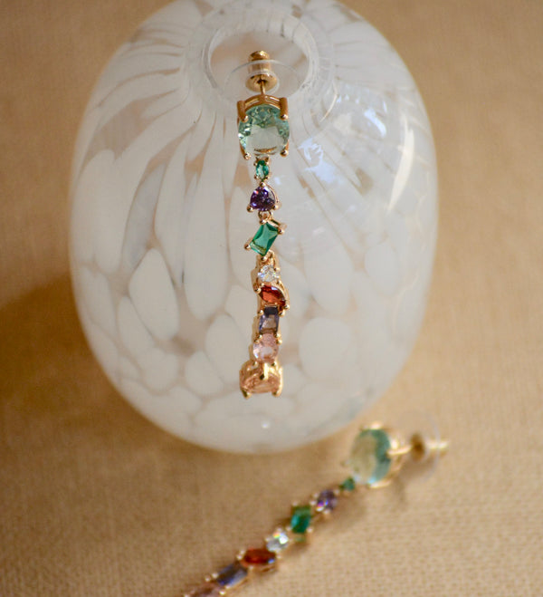 PENDIENTES LARGOS DE CRISTALES STRASS EN COLORES