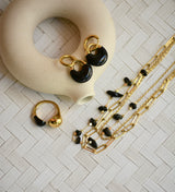 PENDIENTES AROS SEMILUNA NEGRO