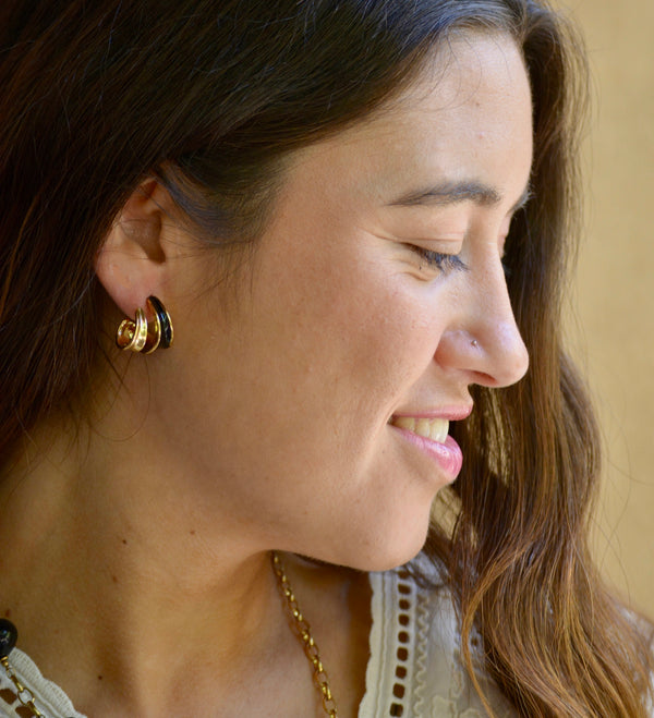 PENDIENTES AROS  ESPIRAL NEGRO