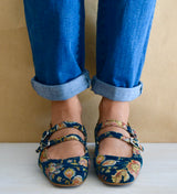 MARY JANE BROCADO  AZUL