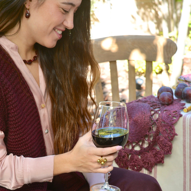 COLLAR DE GOTAS EN PASTA GRANATE