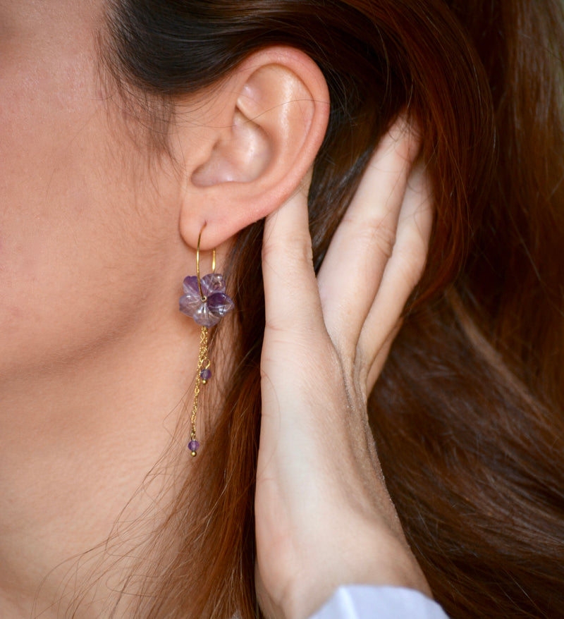 PENDIENTES FLOR LILA