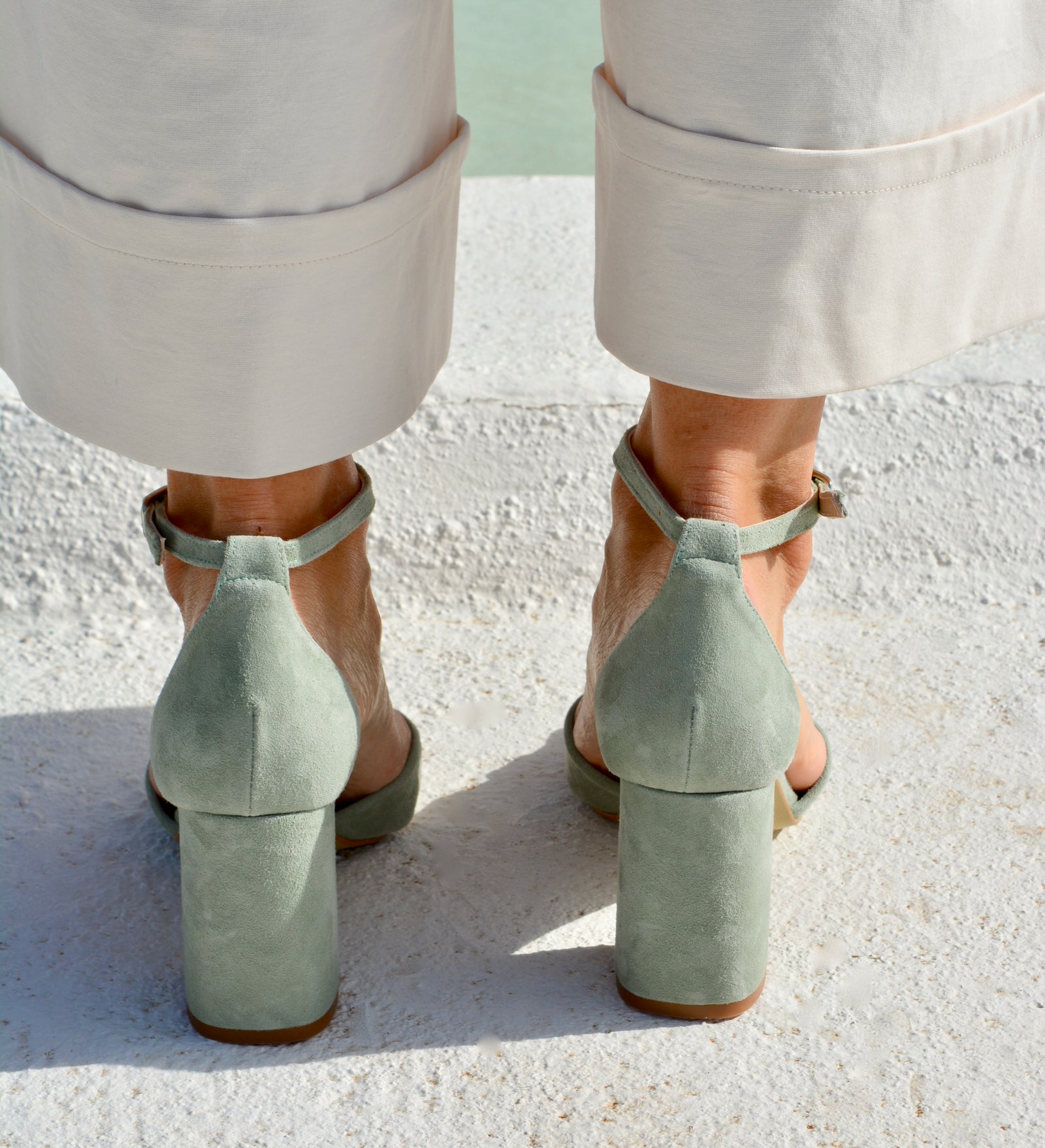 Zapatos Tacon Verde Aguamarina Sandalia Tacón Medio Verde Agua